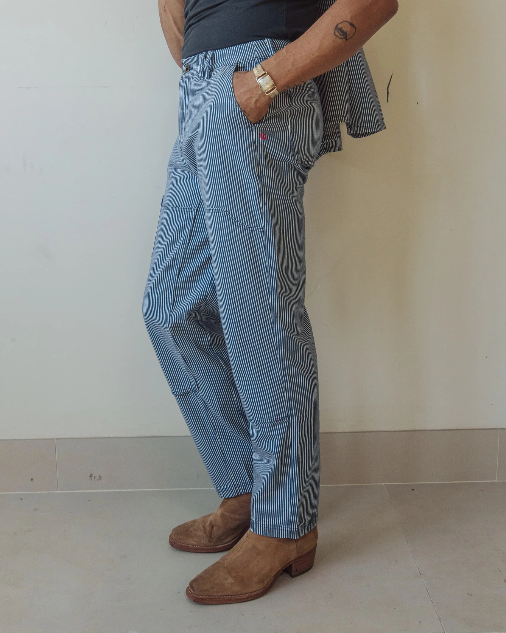 Courier Pant in Indigo Hickory Stripe {Deadstock} - Image 10