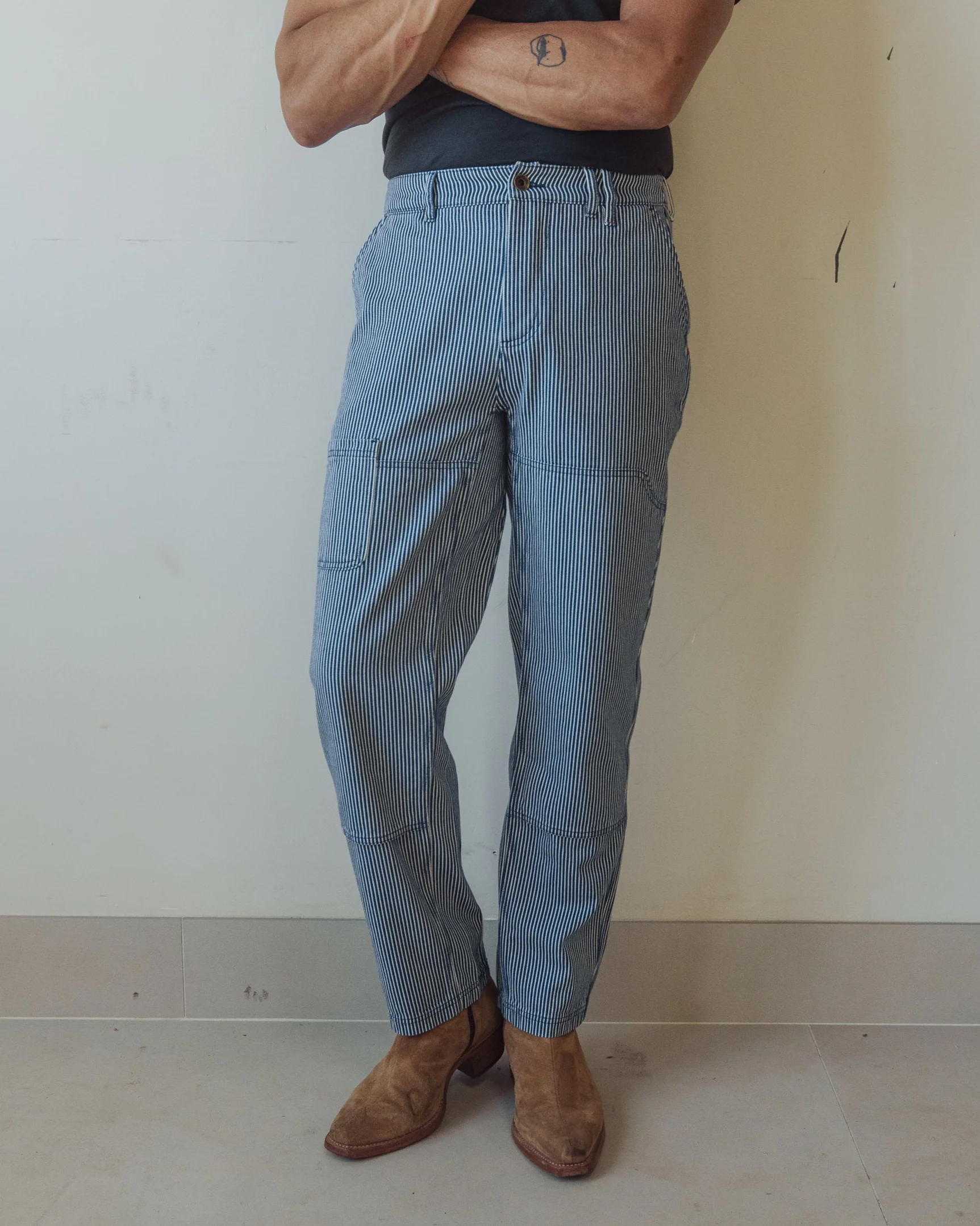 Courier Pant in Indigo Hickory Stripe {Deadstock} - Image 12