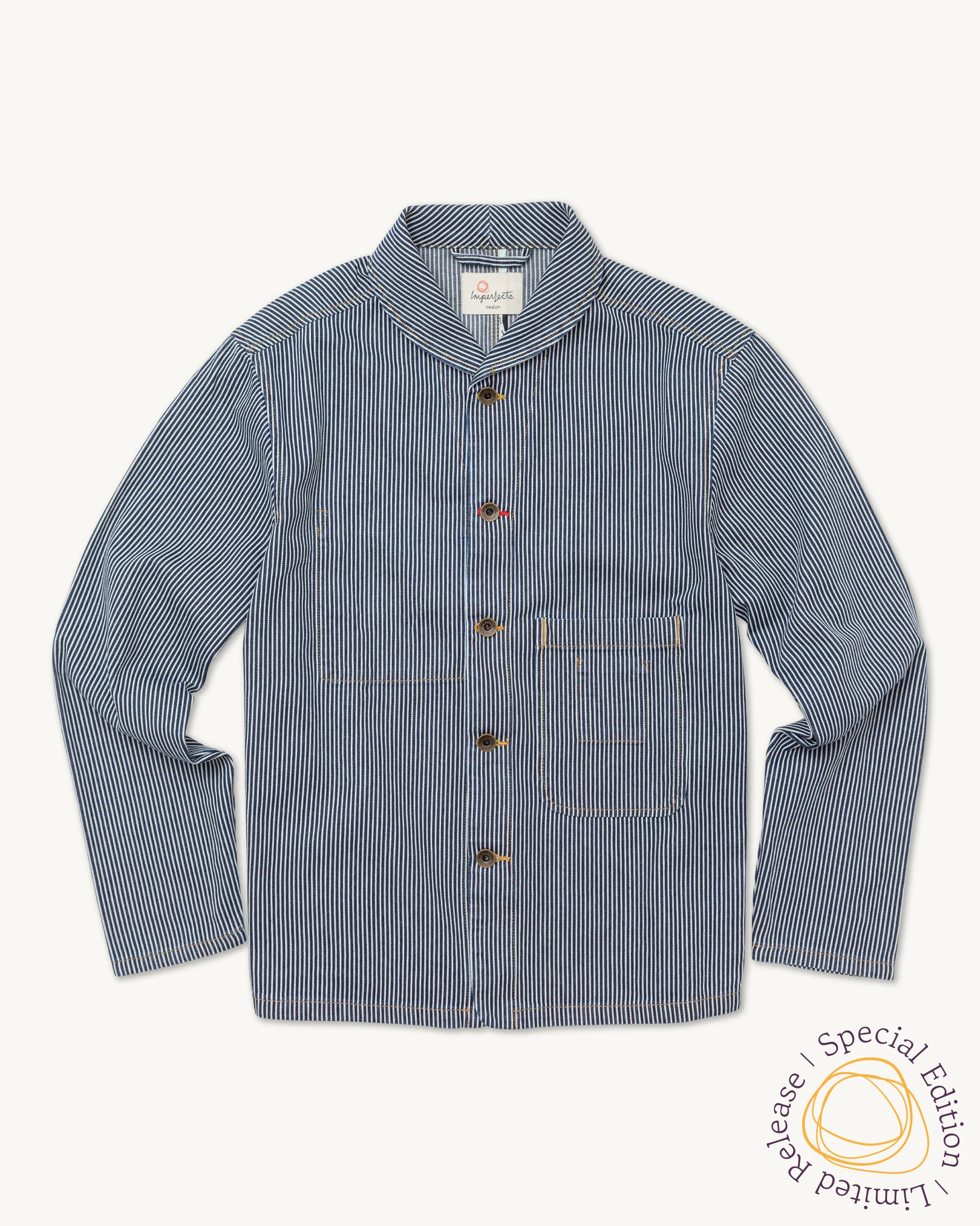 Shepherds Shirt in Indigo Hickory Stripe - Image 15