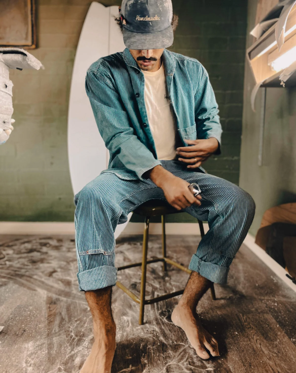 Shepherds Shirt in Indigo Hickory Stripe - Image 16